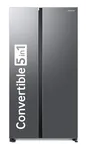Samsung 653 L, 2 Star, Frost Free, Double Door, Convertible 5-in-1 Digital Inverter, Side By Side Refrigerator (RS76CG80X0S9HL, Silver, Refined Inox)