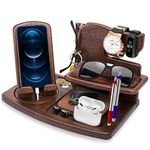 Gifts for Men Christmas Bedside Organiser Birthday Gifts for Him Wood Phone Docking Station Key Holder Wallet Watch Stand Mens Gifts for Christmas Fathers Day Xmas Presents for Dad Husband Boyfriend