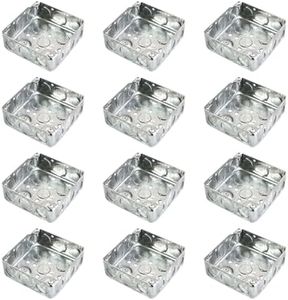 Evecad 12 Packs 4" Square Electrical Box, Ten 1/2" and Six 3/4" Knockouts Metal Electrical Box, 1-1/2" Deep Electrical Junction Box, 21.0 Cu. in. Capacity, Galvanized