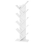 EUGAD Bookcase Standing Shelf Unit Tree-shape Storage Shelves with 10 Dividers Bookshelves File Racks Wooden 40x20x127cm, white