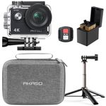 AKASO EK7000 Action Camera Selfie Stick Bundle - Includes 4K30FPS EK7000 Underwater Camera, Selfie Stick, 2 Batteries, Carrying Case, and Accessory Kits