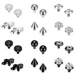 ZS 16G Dermal Piercing Jewelry Surgical Steel Diamond Tops for Men Women Surface Piercing Jewelry Tops Black Gold Microdermal Piercing Jewelry (C:24pcs tops)