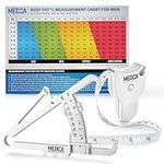 Body Fat Caliper and Measuring Tape for Body - Skinfold Calipers and Body Fat Tape Measure Tool for Accurately Measuring BMI Skin Fold Fitness and Weight-Loss - New Upgraded Design (White)