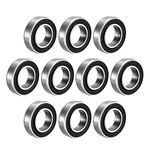 sourcing map 6902-2RS Deep Groove Ball Bearing Double Sealed 1180902, 15mm x 28mm x 7mm Carbon Steel Bearings (Pack of 10)