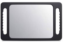 Unbreakable Hand Mirrors with Double Handle - Mpowtech Durable Hand Held Mirrors - Lightweight Barber Mirror for Hair and Beauty Salon - Rectangular Handheld Haircut Salon Mirrors (1 - Pack), Black