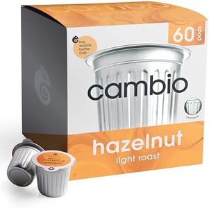 Cambio Roasters Hazelnut Light Roast Organic Coffee Pods - The Only Organic Recyclable Aluminum Coffee Pods, Small Batch Roasted, Keurig® Compatible, Nutty Flavor & Longer Lasting Freshness, 60 Count
