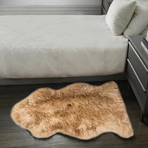 Natural Milan Genuine Sheepskin Area Rugs with Thick and Lush Pile, Fluffy Sheep Fur Rug with Anti-Skid Backing for Bedroom Living Room, Single Pelt, Morchella 2 ft x 3 ft