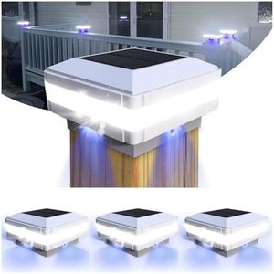 Solar Post Cap Led Lights Outdoor Waterproof, 4x4 Post Solar Lights for 4x4 5x5 6x6 Wood Post, Fence Solar Lights 52LEDs 160LM, Solar Deck Post Lights for Garden Landscape Lighting