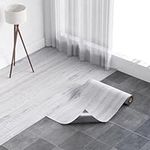 Homease Peel and Stick Floor Tiles - 23.6"Wx 393.7"L/ 64 Sq.Ft, Wood Grain Vinyl Flooring Roll, Durable & Waterproof Vinyl Plank Flooring for Any Room, Easy DIY Flooring Solutions, Grey-White Oak