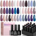 Beetles Gel Nail Polishes- 20 Pcs Gel Nail Polish Set Girls Night Soak Off Nail Gel Polish Nude Gray Pink Blue Glitter Black Starter Kit Coat Base Coat Beauty Gifts