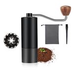 Hand Coffee Bean Grinder, GRABADO Portable Manual Coffee Grinder 1Zpresso Stainless Steel Burr with Adjustable Setting High-Precision with Coffee Brush for Espresso,French Press,Aeropress（Black）