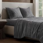 Bare Home Microplush Fleece Sheet Set - Queen Size - Ultra Soft - Cozy & Warm - Plush All-Season Comfort - Wrinkle-Resistant - Deep Pocket Fit - Comfy Bed Sheets (Queen, Grey)