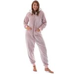 The Big Softy - Adult Onesie Pajamas for Women, Teddy Fleece Womens Onesie Pajamas, Fuzzy Pajama Onesies for Women, Teens PJs, Pink, Medium