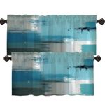 Shrahala Blue Window Curtain, Teal Valance Teal and Grey Curtains Turquoise Window Treatment Abstract Cafe Curtains Multilayer Polyester Blackout for Living Room Bathroom 2 Pack 52 X 18 in