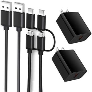 2 Pack 2 in 1 Charger Adapter for Kindle Paperwhite 7-13, Oasis, E-Reader, Voyage,Scribe, DX, Keyboard, Touch(2nd-11th Gen), Amazon Fire Tablet [HD, HDX,7 8 10 Plus Kids Pro] Charger Cable Type C Cord