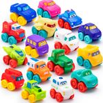 JOYIN Cartoon Cars, Soft Rubber Toy Car Set, Mini Toy Vehicles, Bath Toy Car for Toddlers, Gift for Boys and Girls Birthday