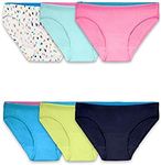 Fruit of the Loom Girl's Breathable Underwear (Pack of 6) Underwear, Bikini - 6 Pack - Assorted, 14