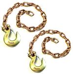 (Pack of 2) 3/8" x 35" Grade 70 Tow Chain with 3/8" Forged Safety Hook