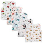 BAYBEE 100% Organic Cotton Muslin Jablas for Baby | Summer Wear Sleeveless Baby Vest Jabala | Infant Toddler New Born Baby Clothes | Baby Dress for Boys Girls (JABLA Button, (3-6 Months))