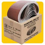 3x18 3 x 18 Inch Sanding Belt Pack 3-Inch x 18-Inch,12 Pcs(4 Each of 80 120 150 Grits) Aluminum Oxide for Sander