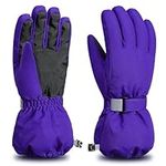 ThxToms Kids Winter Gloves, Waterproof Ski Snow Gloves for Boys and Girls, Winter Warm Gloves for Cold Weather Outdoor Play (Purple Ages 11-14)