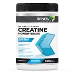 Renew Actives Micronized Creatine Monohydrate Powder – High Absorption Formula for Maximum Gains – Promotes Lean Muscle Growth, Strength, and Recovery – 5000mg per Serving of 100% Pure, Unflavored Creatine – Easily Dissolves for Pre/Post Workout Use – Made in Canada