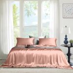 THE LINEN COMPANY 100% Bamboo 300 TC Double Bedsheet with 2 Pillow Covers Suitable for Living Room and Hotel (90" x 100", Rose Gold)