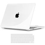 TECOOL Case Compatible with MacBook Air 13.6 Inch M3 M2, 2024 A3113 & 2022 A2681, Ultra Slim Hard Shell & UK EU Keyboard Cover, Glossy Surface, Crystal Clear