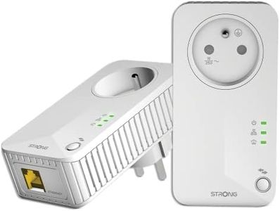 STRONG Pack de 2 Prises CPL 600 Mbps, Prise filtrée et Port Ethernet, Compatible boxs Internet, Idéal Multi TV, Streaming HD, Aucune Configuration, Prêt à l'emploi