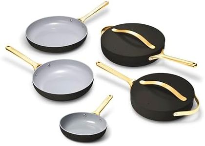 Caraway 8in + 10in Fry + 12in Fry Set (no lids) + 3Qt+ 4.5Qt Saute Duo Black