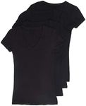 4 Pack Zenana Women's Basic V-Neck T-Shirts - - Medium