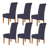 CMAKER High Back Chair Covers Stretch Spandex Fabric Chair Slipcover Seat Cover for Home Washable Removable Parsons Chair Protector Dining Room Kitchen Hotel,Set of 6,Navy