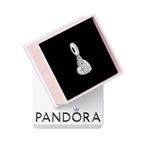 PANDORA Forever Friends Heart Dangle Charm - Compatible with PANDORA Moments Bracelets - Jewelry for Women - Gift for Women - Made with Sterling Silver & Cubic Zirconia, With Gift Box, Cubic Zirconia