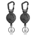 2 Pack Heavy Duty Retractable Keychain, ID Badge Holder with Carabiner Clip, ID Badge Reel with 27.5 Inches Steel Wire Rope and Key Ring for Men Women,9.0oz