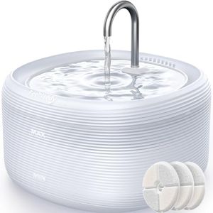 Fontanella per Gatti Silenziosa FEELNEEDY 3,2L con Luci a LED Fontana Gatti con Rubinetto Distributore d'Acqua Gatti o Cani Ben Costruita in ABS, Estetica Curata, con 3 Filtri e Adattatore