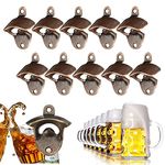 Purewing 10PCS Bottle Opener Wall Mounted Vintage Look Beer Opener, Rustic Cast Iron with Screws for Man Cave Kitchen Cafe Bars