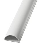 1m (100cm) – 16mm x 8mm White Trunking | HALF ROUND Cable Conduit Cover | HDMI AV TV Ethernet & Speaker Wire Ducting | Wall Tidy Management | Self-Adhesive Backing *EASY INSTALL* | Neat Skirting Home