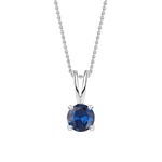 Ornate Jewels 925 Silver 2 Carat Round Blue Sapphire Solitaire Pendant Necklace with 18 Inch Chain for Women and Girls