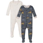 Gerber Baby Boys' 2-Pack Footed Pajamas Toddler Sleepers, Dump Truck Grey, 4 Years