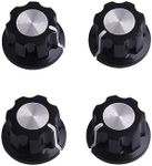 Metallor Guitar Potentiometer Control Knobs Volume Tone Knobs Mini Effect Pedal Knobs 6mm Shaft Black with Silver Cap for Guitar Bass or Effect Pedals and Amps Set of 4Pcs.