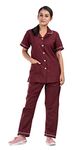 HOSPRIQS Nurse Uniform with Normal length half sleeves top with 2 pockets Regular fit pant two side pockets- Ideals for Hospital Staff/clinics/Nanny Uniforms (Medium, MAROON)