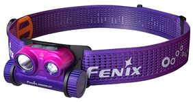 Fenix HM65R-DT Lightweight Dual Beam Running, Camping, Outdoor, Sports Headlamp with Sport Headband System Dark Purple Colour (Nebula Grey)