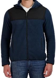 Swiss Alps Mens Full Zip Hooded Performance Polar Fleece Jacket Sweatshirt With Pockets Long Sleeve Fleece Outdoor Jacket, Navy, XX-Large