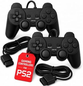 Hopevry Wired PS2 Controller | 2 Packs Compatible with Sony PS2/PS2 Slim/PS1| PlayStation 2 Controller with Dual Vibration, Plug and Play (Black)