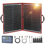 DOKIO 110w 18v Portable Foldable Solar Panel Kit (21x28inch, 5.9lb) Solar Charger With Controller 2 Usb Output To Charge 12v Batteries/Power Station (AGM, Lifepo4) Rv Camping Trailer Emerge……