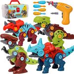 Jaoxikai Take Apart Dinosaur Toy,Educational Building Dinosaur Toy for 3 4 5 6 7 Year Old Kid Boy Girl,STEM Toy Birthday Gift Children Learning Construction Toy with 1 Electric Drill&4 Hand Drill Tool