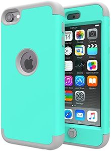 iPod Touch 7 Case,iPod Touch 6 Case,SLMY(TM) Heavy Duty High Impact Armor Case Cover Protective Case for Apple iPod Touch 5/6/7th Generation Green/Gray …