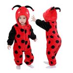 Doladola Unisex Baby Hooded Cartoon Animal Romper Toddler's Jumpsuit Baby's Outfit Infant's Pajama(6-12 Months,Ladybug)