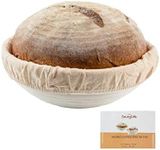 23 cm Round Bread Banneton Proofing Basket & Liner SUGUS HOUSE Brotform Dough Rising Rattan Handmade Rattan Bowl - Perfect for Artisan