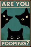 Yiruhe Funny Black Cat Are You Pooping Tin Sign - Hilarious Bathroom Wall Decor, 8 x 12 Inch - Add Laughter and Whimsy to Your Washroom! (are you pooping EN 2337)